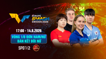 Giải bóng WTT Europe Smash 2026  Vòng 1/8 đơn nam/nữ  Bán kết đôi nữ